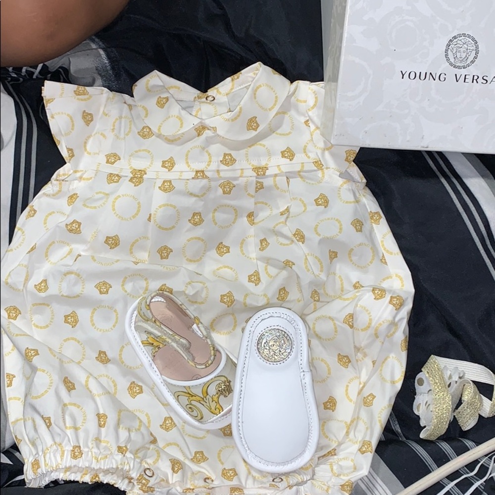 Baby girl Versace outfit and matching shoes .